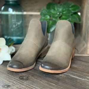 Crevo Gray Ankle Boots with Open Toe and V-Shaped Cut